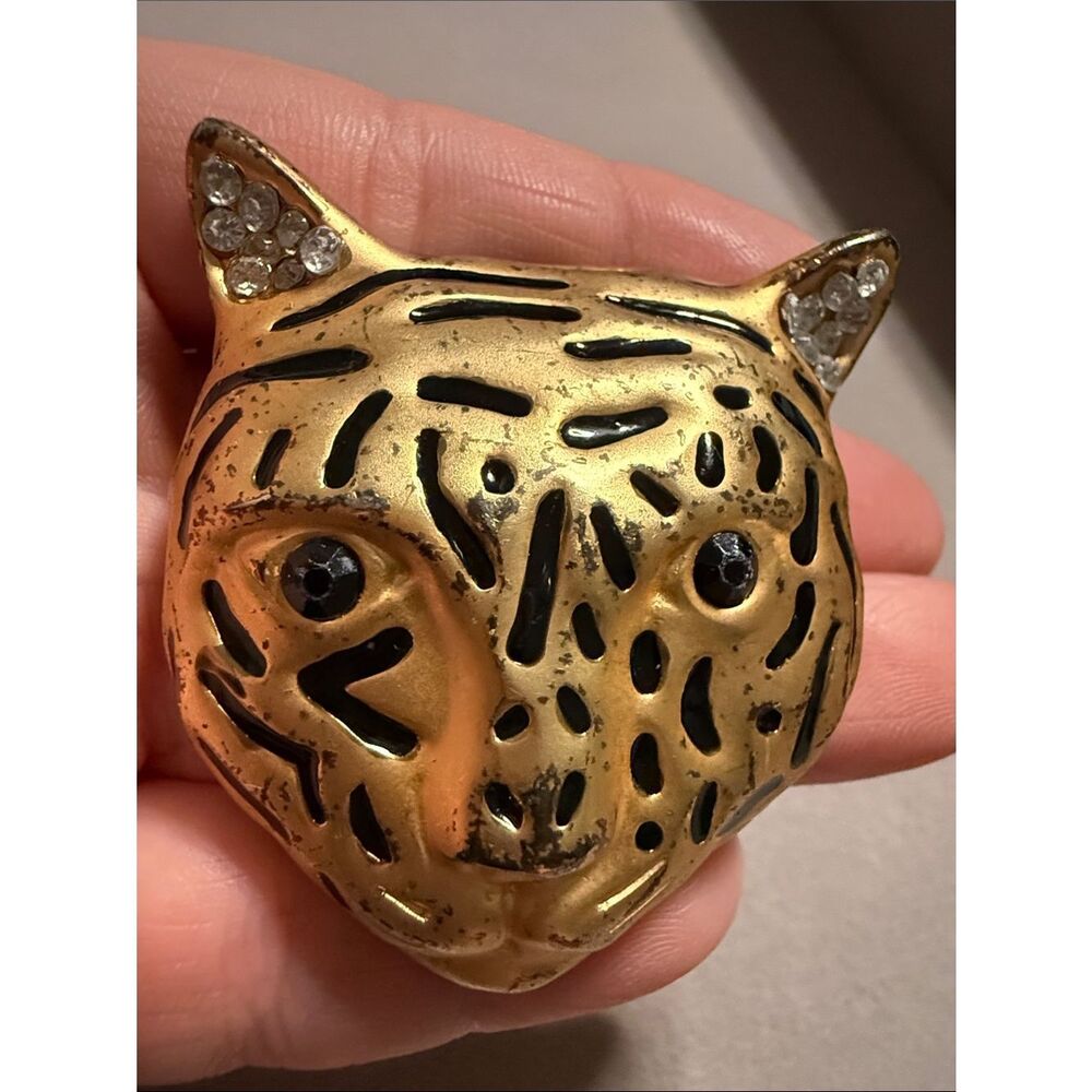 Vintage Gold Leopard Brooch For Women Statement Cat Animal Jewelry Bold - Picture 8 of 17
